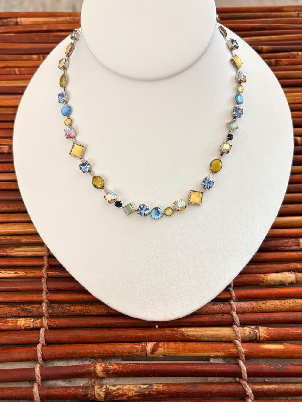 Lia Sophia Delicate Multicolor Crystal Station Necklace 16”-19”